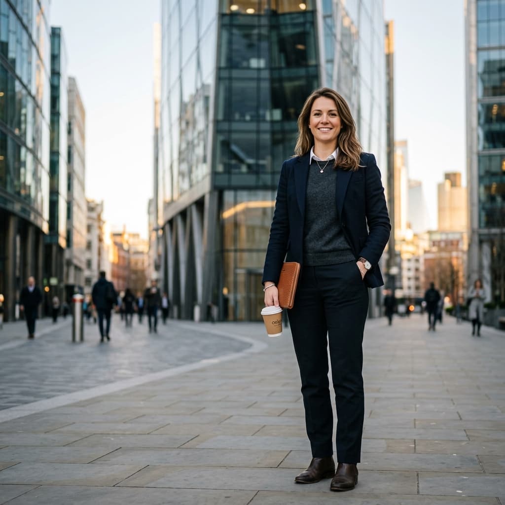 Confident entrepreneur in London business district